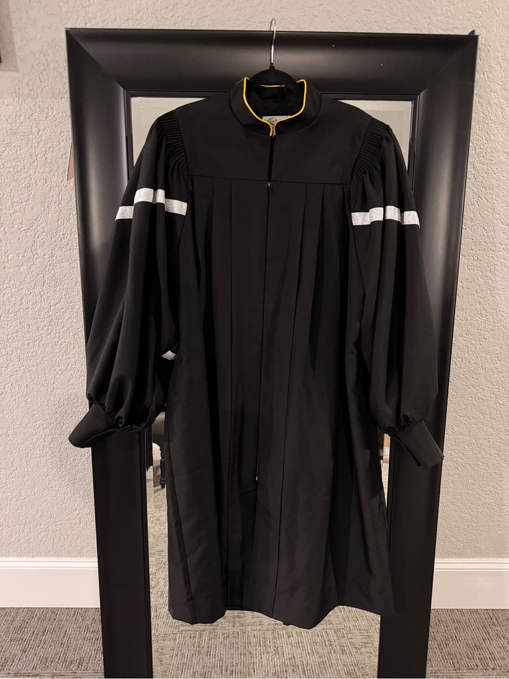 Black Choir Robe with Yellow Trim - Men's Robe